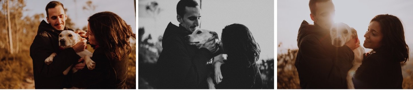 wedding photographer portugal two people playing with the dog